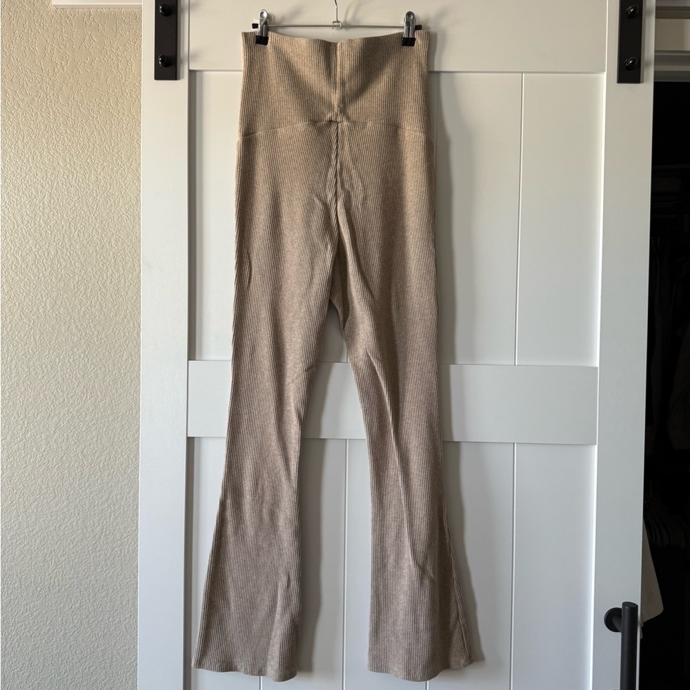 H&M Mama Maternity Women’s Light Beige Melange Before & After Ribbed Pants - Picture 10 of 16